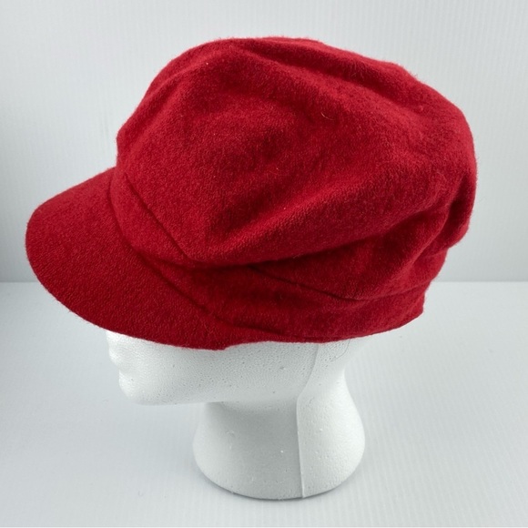 Next Wool Blend Cloche Hat Red with Flower Detail Solid Brim - Picture 4 of 9